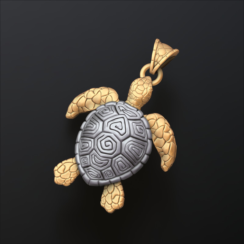 Turtle Pendant v2 3D print model 3D 打印模型 .c4d .max .obj .3ds .fbx .stl .blend 