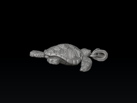 Turtle Pendant v2 3D print model 3D 打印模型