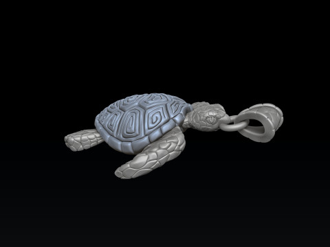 Turtle Pendant v2 3D print model 3D 打印模型