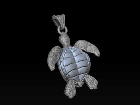 Turtle Pendant v2 3D print model 3D 打印模型