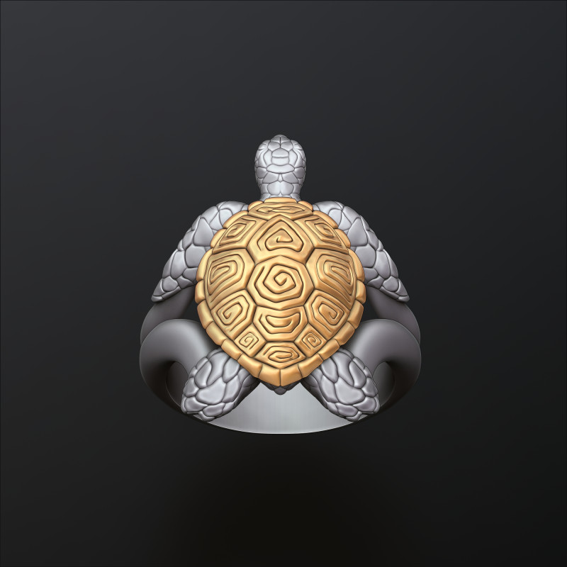Turtle Ring v2 3D print model Modelo de Impressão 3D .c4d .max .obj .3ds .fbx .stl .blend 
