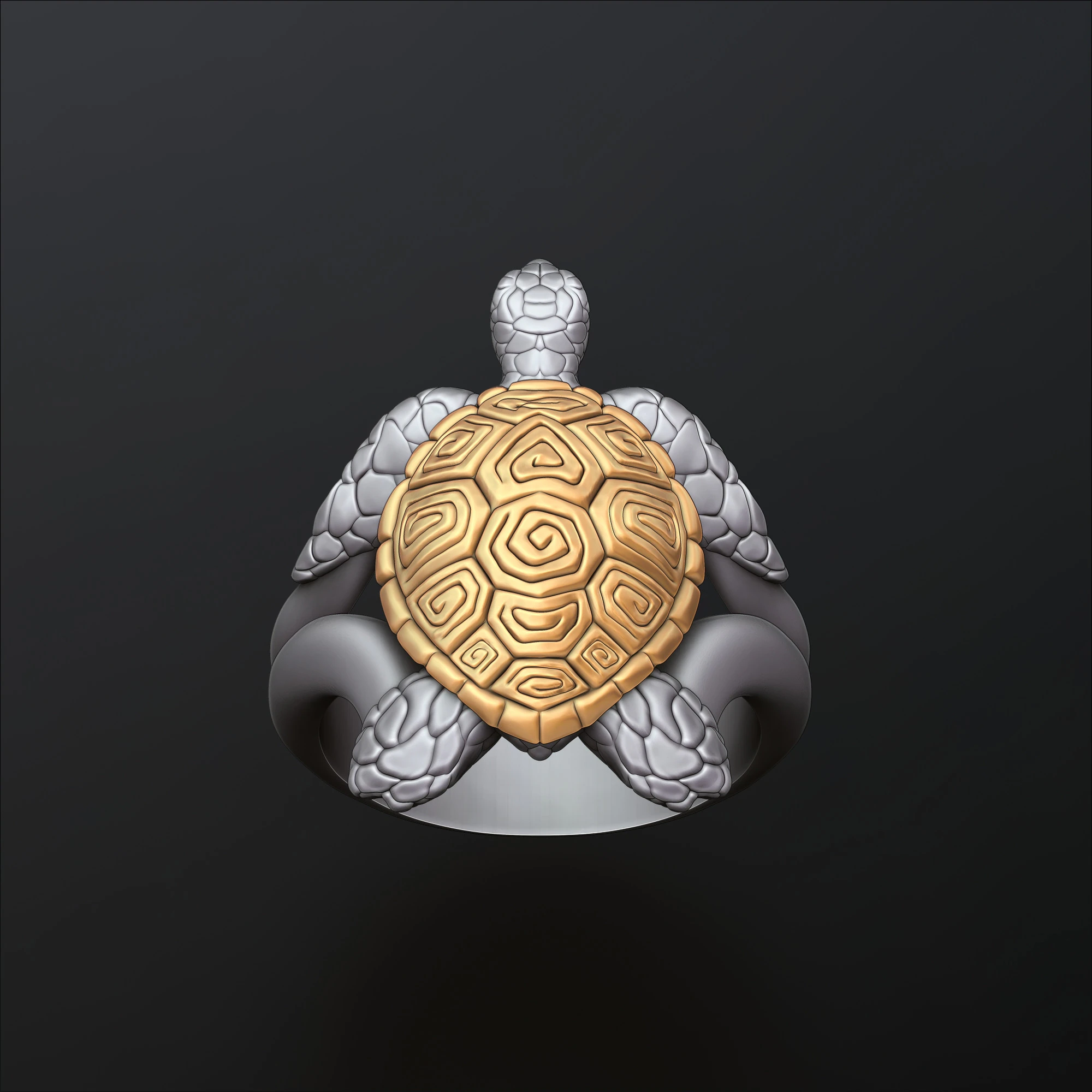 Turtle Ring v2 3D print model 3D Print Model .c4d .max .obj .3ds .fbx .stl .blend 