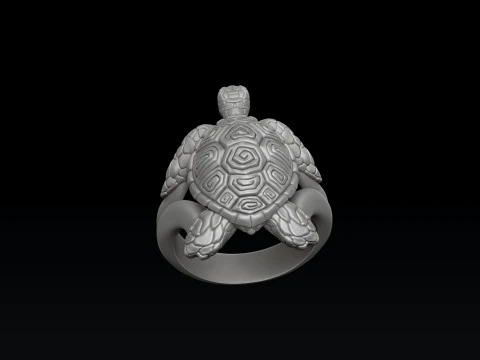 Turtle Ring v2 3D print model 3D Print Model