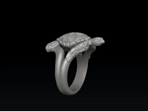 Turtle Ring v2 3D print model 3D Print Model