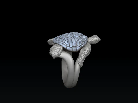 Turtle Ring v2 3D print model 3D Print Model