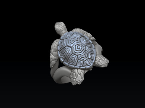 Turtle Ring v2 3D print model Modelo de Impressão 3D