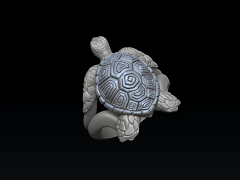 Turtle Ring v2 3D print model 3D Print Model