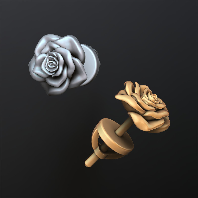 Rose v2 Pusset Earring 3D print model 3D printmodel .c4d .max .obj .3ds .fbx .stl .blend 