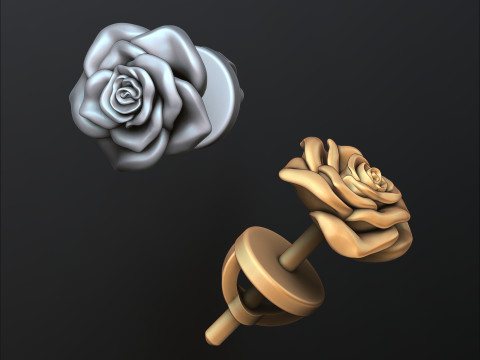 Rose v2 Pusset Earring 3D print model 3D Druckmodell