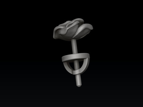 Rose v2 Pusset Earring 3D print model 3D printmodel