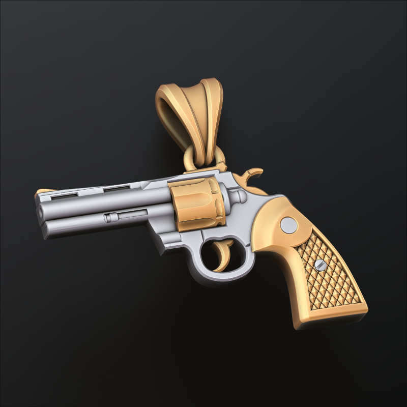 Gan Revolver Colt Pendant 3D print model 3D Print Model .c4d .max .obj .3ds .fbx .stl .blend