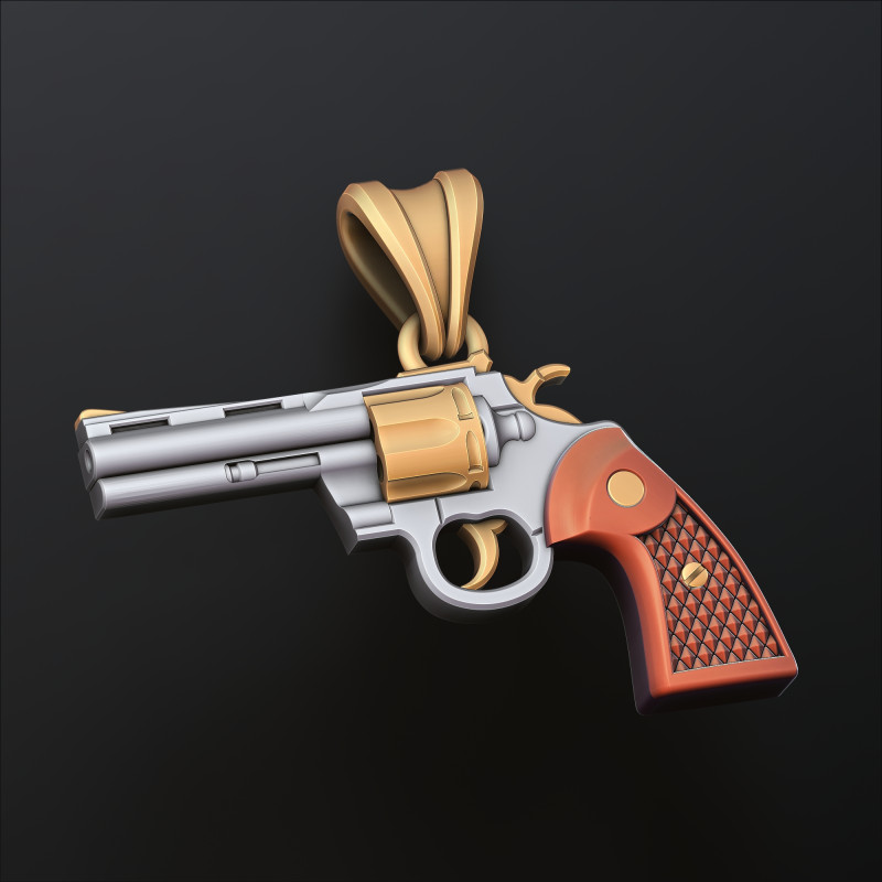 Modello di stampa 3D stilizzato Gan Revolver v2 pendente Modello di stampa 3D .c4d .max .obj .3ds .fbx .stl .blend 