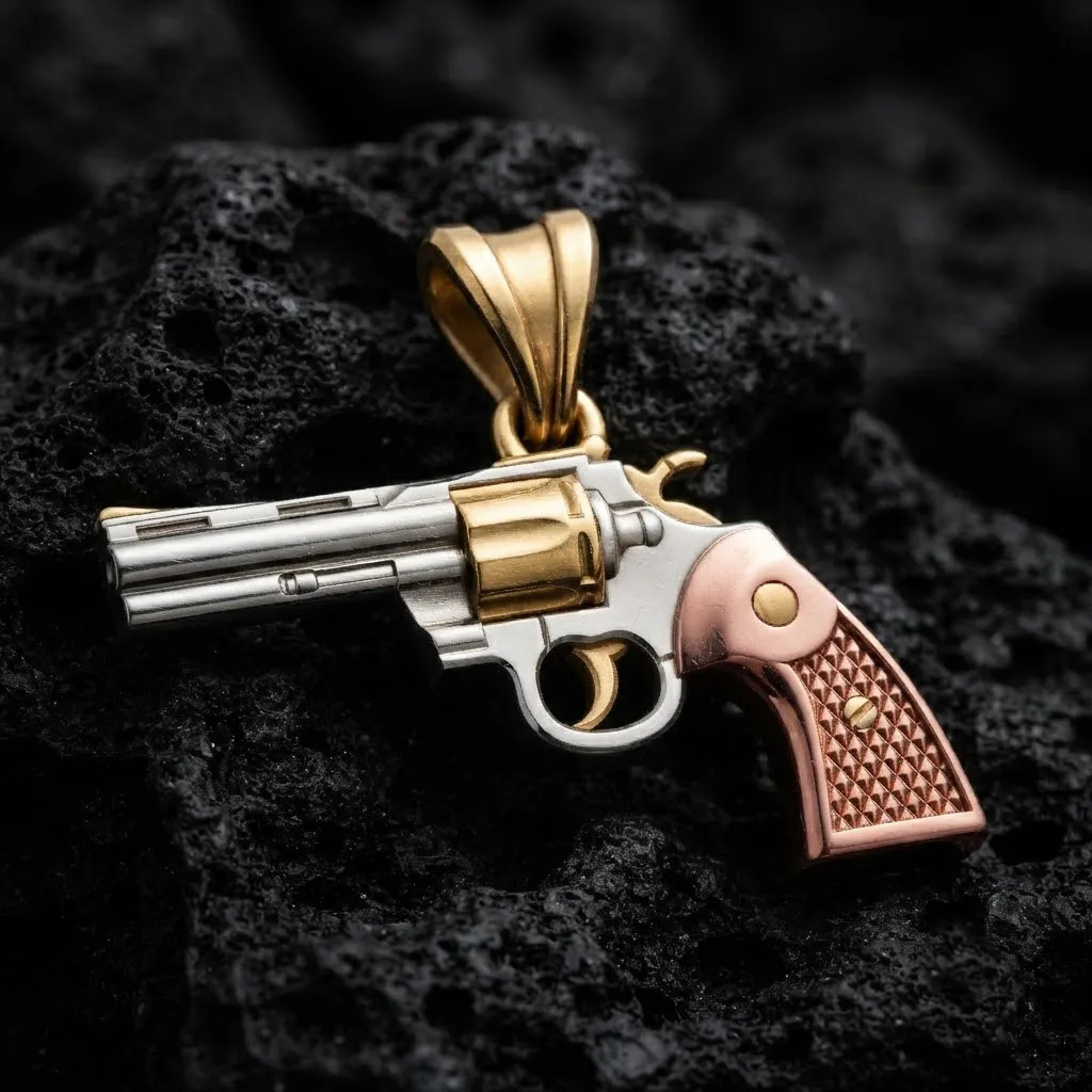 Stylized Gan Revolver v2 Pendant 3D print model 3D Print Model .c4d .max .obj .3ds .fbx .stl .blend 