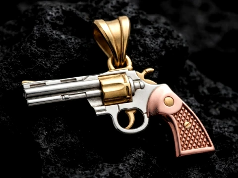 Stylized Gan Revolver v2 Pendant 3D print model 3D Print Model
