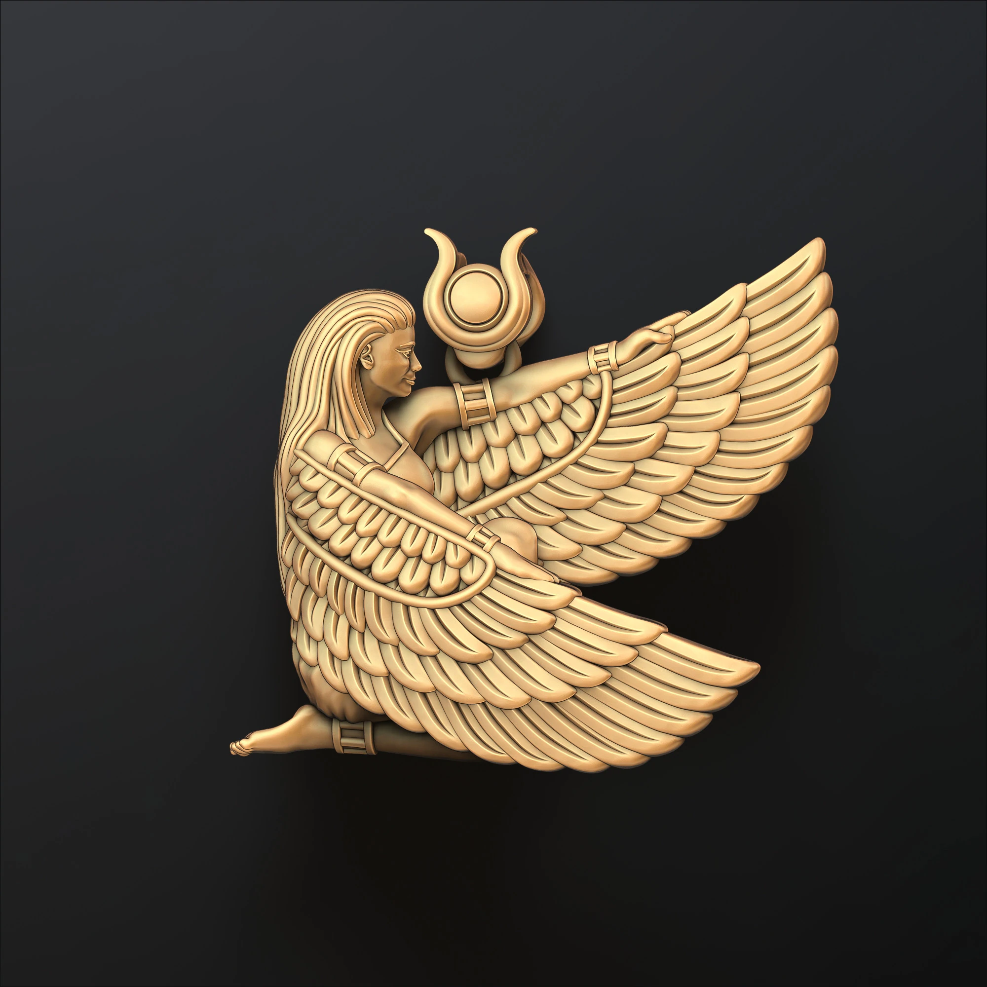 イシス エジプトの女神ペンダント v5 3D プリント モデル 3Dプリントモデル .c4d .max .obj .3ds .fbx .stl .blend 