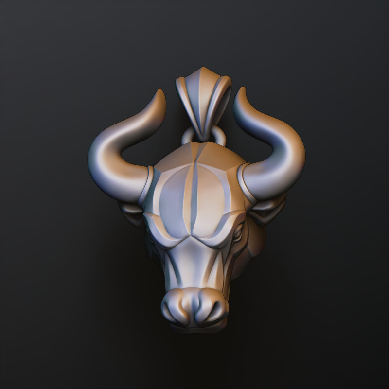 Bull Pendant v2 3D print model Modelo de impresión 3D .c4d .max .obj .3ds .fbx .stl .blend 