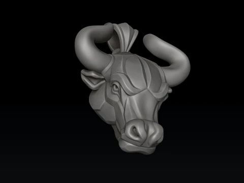 Bull Pendant Ring v2 Collection 3D Print Model