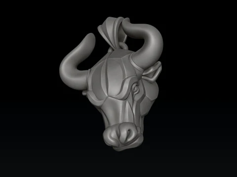 Bull Pendant Ring v2 Collection 3D Print Model