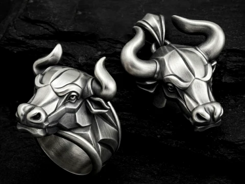 Bull Pendant Ring v2 Collection 3D Print Model