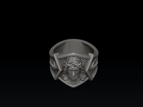 Jesus Head Praying Hands Ring 3D print model 3D Print Model