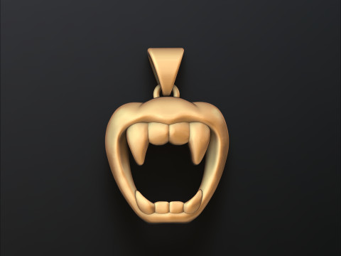 Halloween Vampire Mouth Pendant 3D print model 3D 打印模型