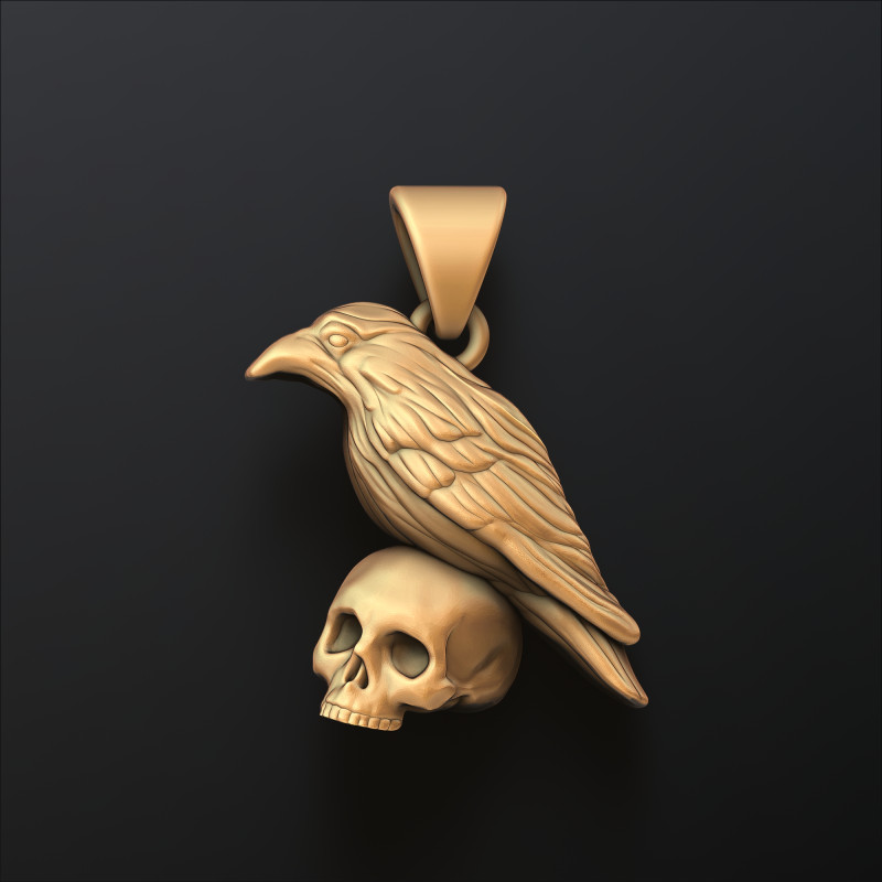 Halloween Crow Skull Pendant 3D print model Model Cetak 3D .c4d .max .obj .3ds .fbx .stl .blend