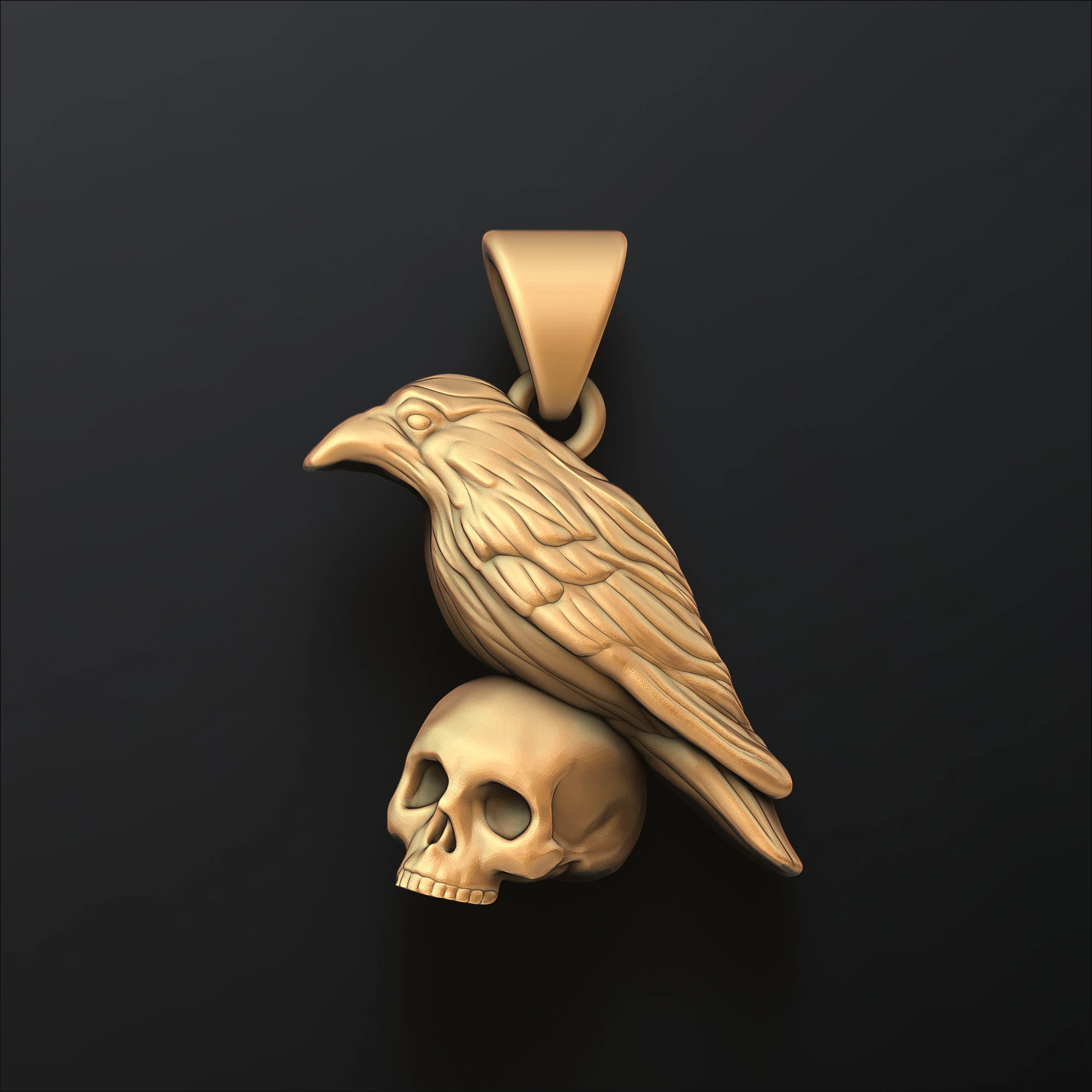 ハロウィン カラス スカル ペンダント 3D プリント モデル 3Dプリントモデル .c4d .max .obj .3ds .fbx .stl .blend