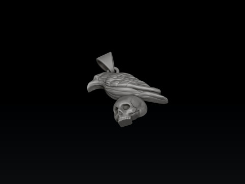 Halloween Crow Skull Pendant 3D print model Model Cetak 3D