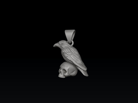 Halloween Crow Skull Pendant 3D print model Model Cetak 3D