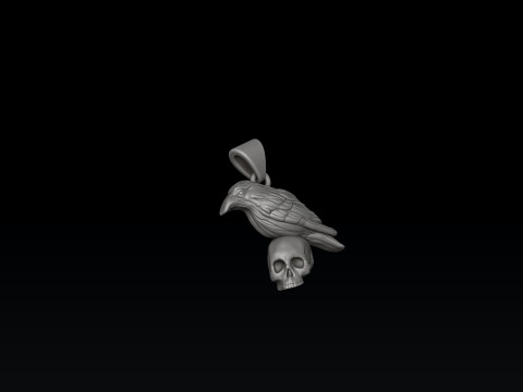 Halloween Crow Skull Pendant 3D print model Model Cetak 3D