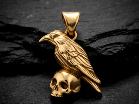 Halloween Crow Skull Pendant 3D print model 3D Print Model