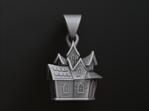Halloween Haunted House Pendant 3D print model 3D 프린트 모델