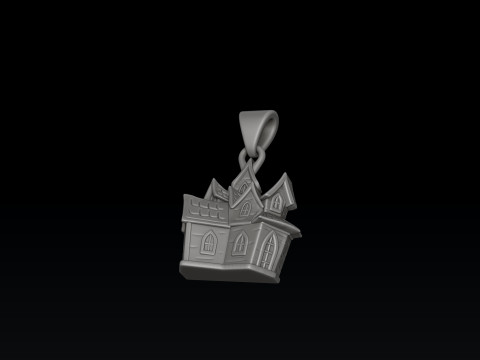 Halloween Haunted House Pendant 3D print model Modelo de Impressão 3D