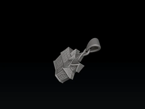 ハロウィンお化け屋敷ペンダント3Dプリントモデル 3Dプリントモデル