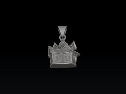 Halloween Haunted House Pendant 3D print model Modelo de Impressão 3D