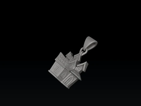 ハロウィンお化け屋敷ペンダント3Dプリントモデル 3Dプリントモデル