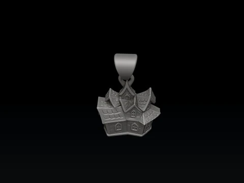 ハロウィンお化け屋敷ペンダント3Dプリントモデル 3Dプリントモデル