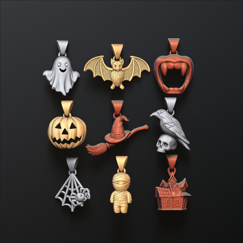 Halloween Charms Pack Collection 3D प्रिंट मॉडल .c4d .max .obj .3ds .fbx .stl .blend