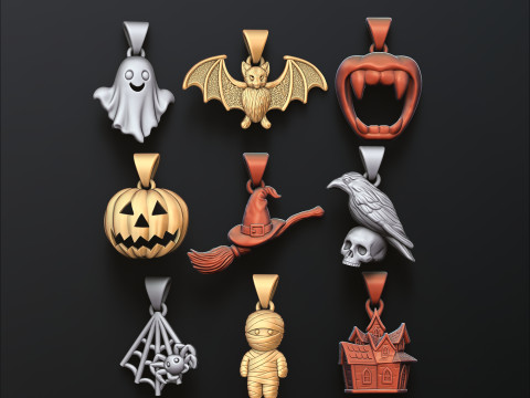 Halloween Charms Pack Collection 3D प्रिंट मॉडल
