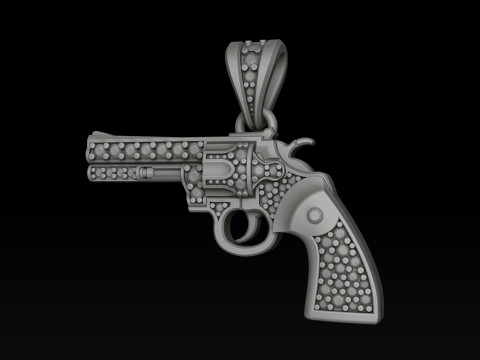 Gan Revolver Colt Pendant With Gems 3D print model 3D Принт Модель
