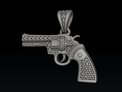 Ciondolo stilizzato Gan Revolver v2 con gemme modello di stampa 3D Modello di stampa 3D