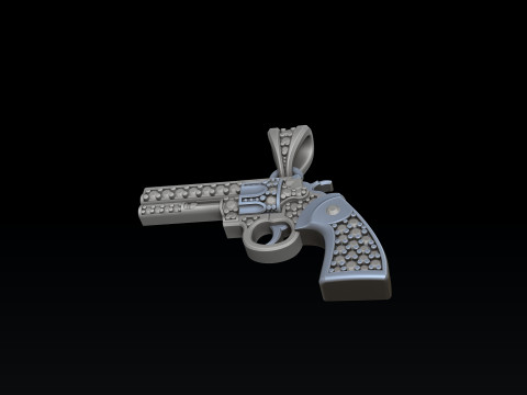 Gan Revolver Colt Pendant With Gems 3D print model 3D Принт Модель