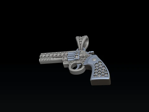 Ciondolo stilizzato Gan Revolver v2 con gemme modello di stampa 3D Modello di stampa 3D