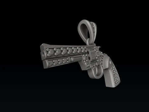 Ciondolo stilizzato Gan Revolver v2 con gemme modello di stampa 3D Modello di stampa 3D
