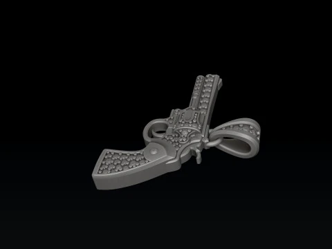 Ciondolo stilizzato Gan Revolver v2 con gemme modello di stampa 3D Modello di stampa 3D