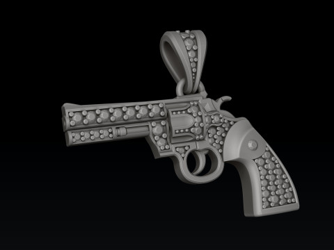 Gan Revolver Colt Pendant With Gems 3D print model 3D Принт Модель