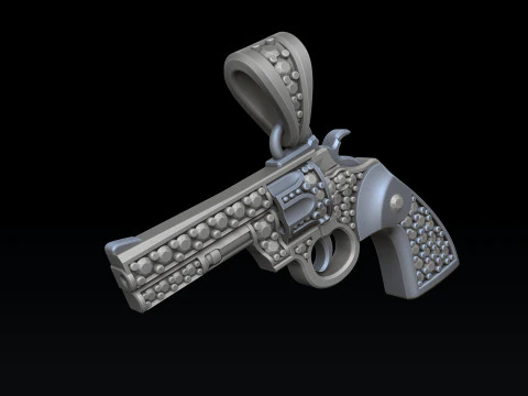 Ciondolo stilizzato Gan Revolver v2 con gemme modello di stampa 3D Modello di stampa 3D