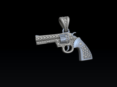 Gan Revolver Colt Pendant With Gems 3D print model 3D Принт Модель