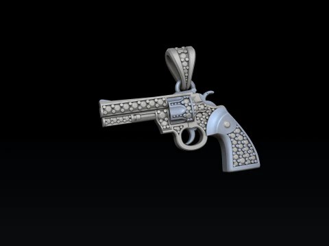 Ciondolo stilizzato Gan Revolver v2 con gemme modello di stampa 3D Modello di stampa 3D