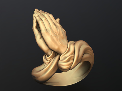 Praying Hands Ring v2 3D print model 3D Принт Модель